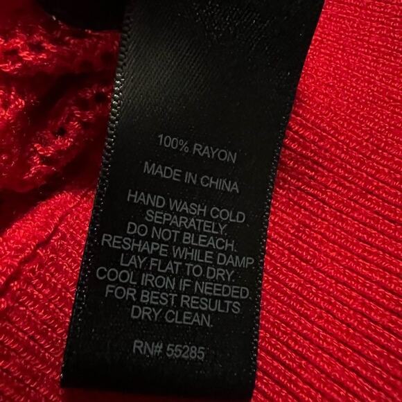 Express Red Batwing Sleeve Sheer Open Knit Sweater Sz XS - Picture 11 of 13